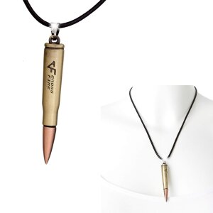 Leather chain with bullet pendant