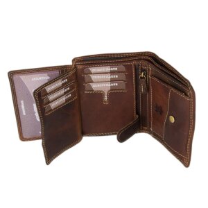 Real leather wallet in a portrat format
