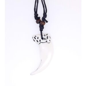 Leather necklace with saber tooth pendant