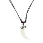 Leather necklace with saber tooth pendant