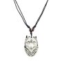Leather necklace with wolf head pendant