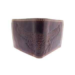 Real leather wallet with eagle motif mushroom