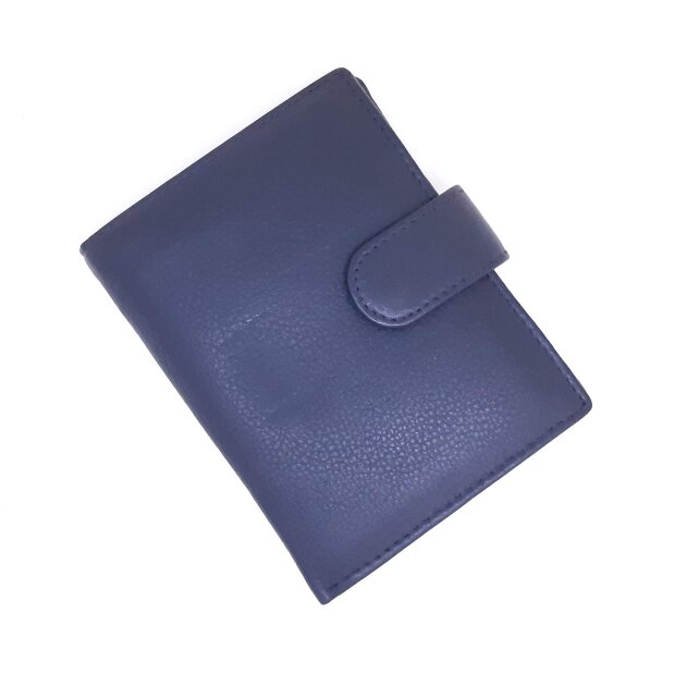 Leather wallet 12 cm x 9,5 cm x 2 cm navy blue