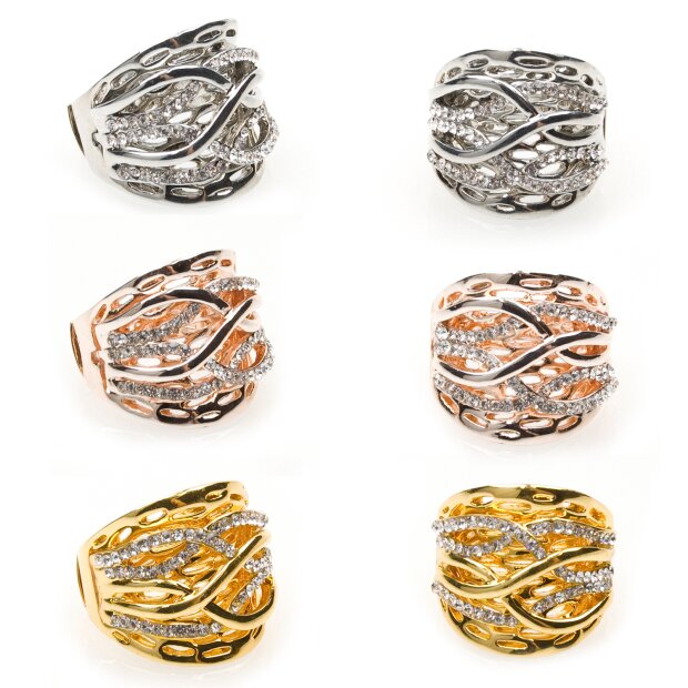 Tillberg Design Ladies ring Brass Rhinestone white Size 17 SR-1847