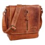 Real leather hand bag, shoulder bag in croco leather style tan