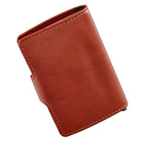 Credit card case made from leatherette cognac