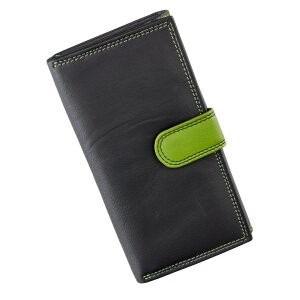 Tillberg ladies wallet made from real nappa leather 9,5 cm x 17,5 cm x 3,5 cm black+apple green