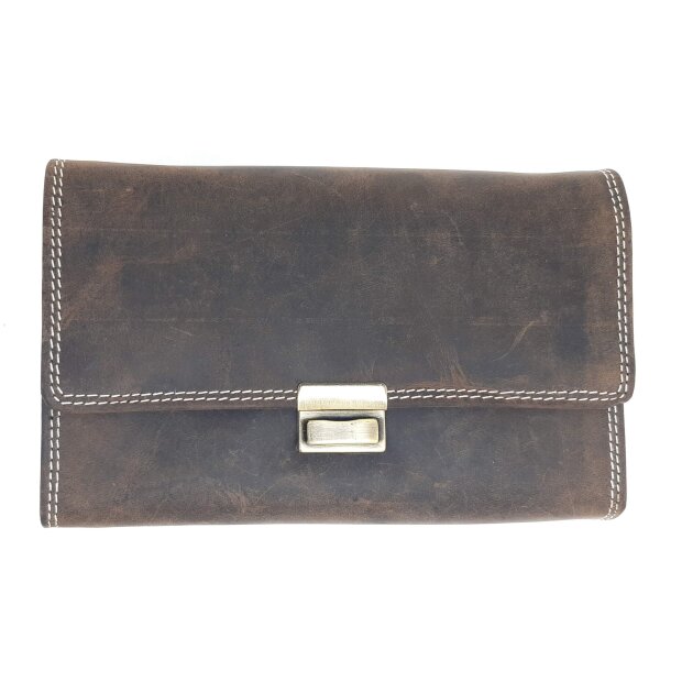 Waiters wallet made from real water buffalo leather with chain brown