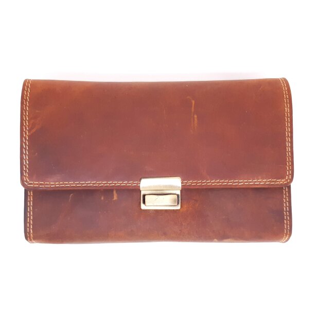 Waiters wallet made from real water buffalo leather with chain orange