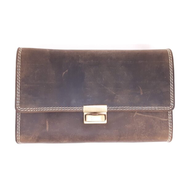 Waiters wallet made from real water buffalo leather with chain taupe