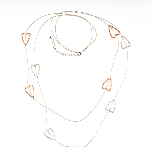 Modische Lange Halskette mit Herz - Elementen