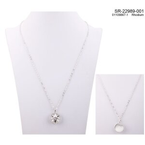 Necklace + pendant with rhinestones