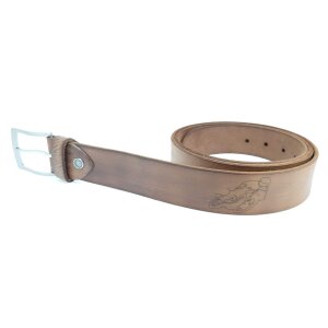 Belt made of buffalo leather with motor cycle motif, 39 mm wide, length 90, 100, 110, 120 cm 6 pieces