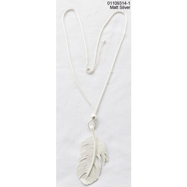 Modische lange Halskette mit Federanh&auml;nger