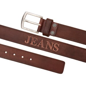 Buffalo leather belt with JEANS embossing and seam, 4 cm wide, length 90,100,110,120 cm, 6 pieces