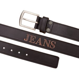 Buffalo leather belt with JEANS embossing and seam, 4 cm...