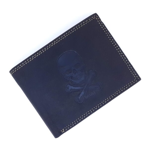 Tillberg wallet made from real vintage leather with skull motif black