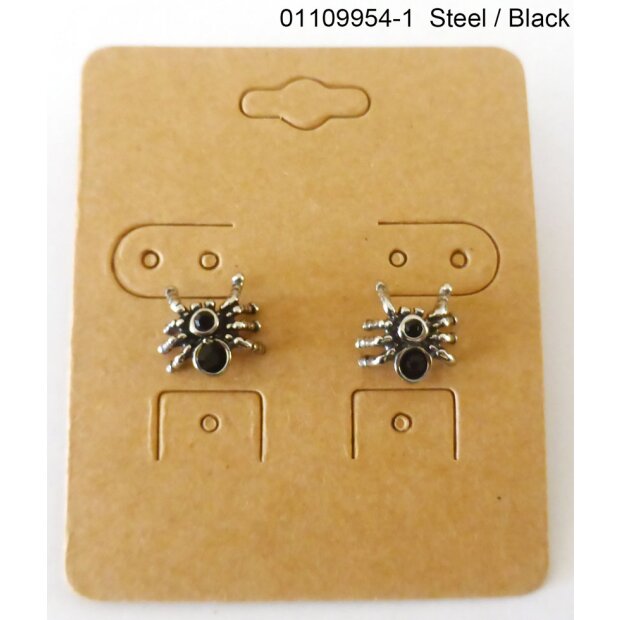 Stud earrings with spider with black rhinestone