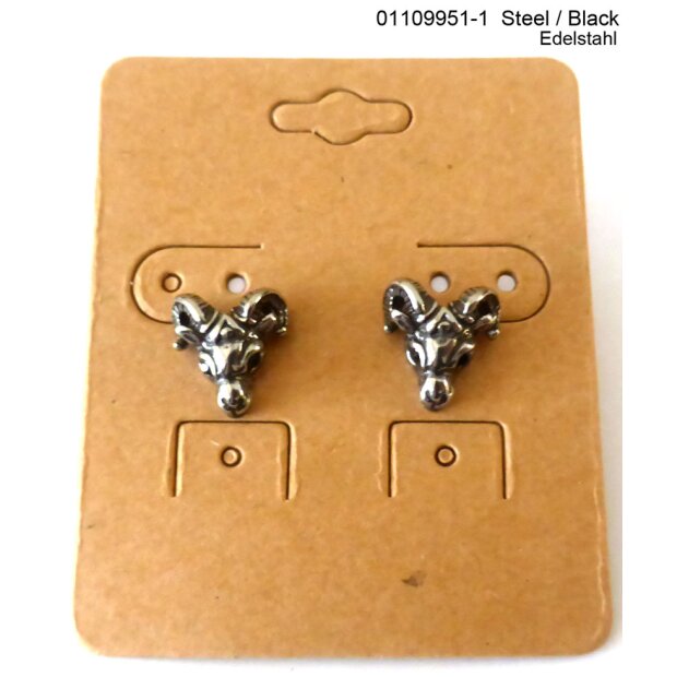 Stud earrings bull with black rhinestones