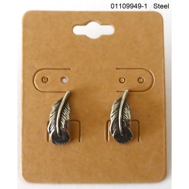 Stud earrings feather made from stainless steel