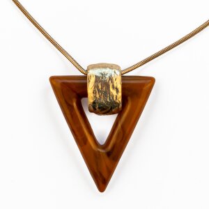 Fashionable long necklace with large pendant gold+orange