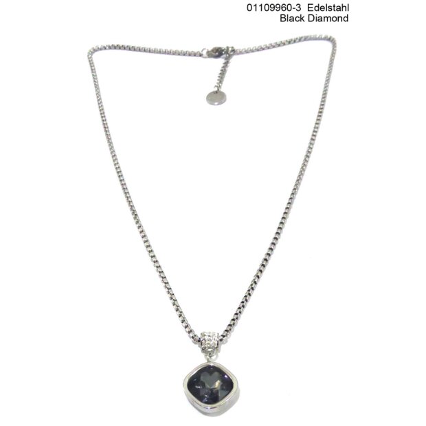 Silver necklace with pendant black diamond