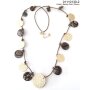 Fashionable long necklace with round pendants brown