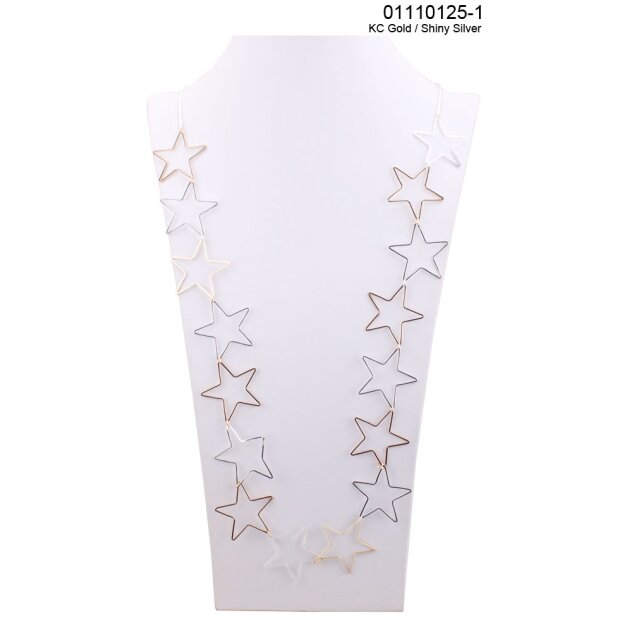 Fashionable long necklace with star pendants