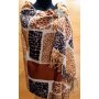Scarf, winter scarf with fringes beige+brown