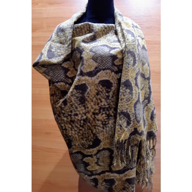 Scarf, winter scarf with fringes yellow