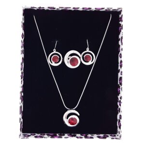 Jewelry set necklace + earrings + ring with Swarovski...