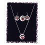 Jewelry set necklace + earrings + ring with Swarovski stones red