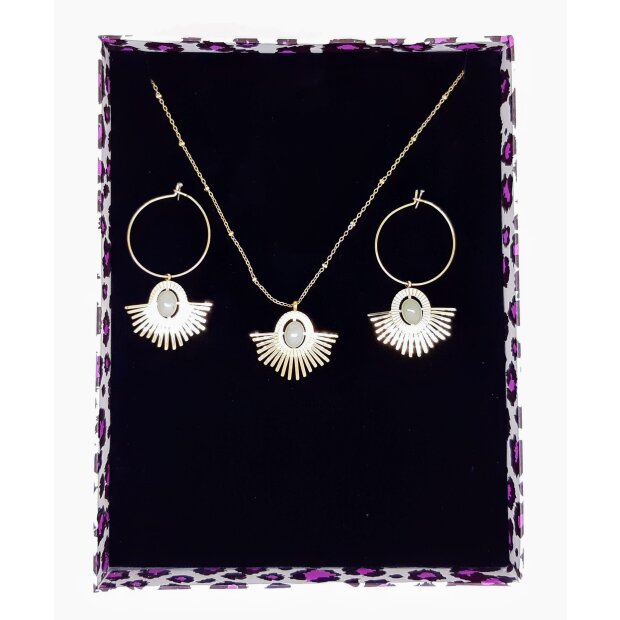 Jewelry set necklace + earrings made from stainless steel gold