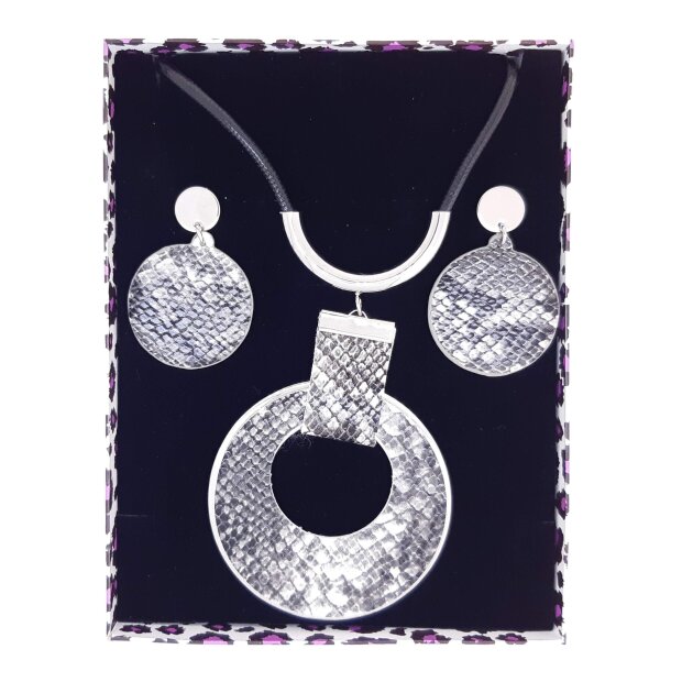 Jewelry set necklace + earrings rhodium+silver