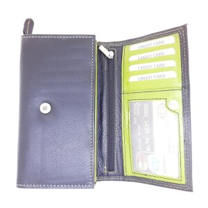 Tillberg ladies wallet made from real leather 10 cm x 17 cm x 4 cm Black+Apple Green