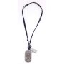 Real leather necklace with army pendant