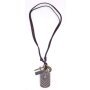 Real leather necklace with army pendant dark brown