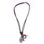 Real leather necklace with oval pendant with cross