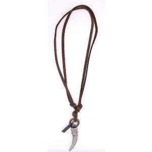 Real leather necklace with saber tooth pendant