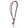Real leather necklace with saber tooth pendant dark brown