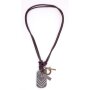 Real leather necklace with army pendant coffee