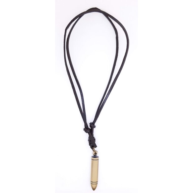 Real leather necklace with bullet black