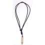 Real leather necklace with bullet black