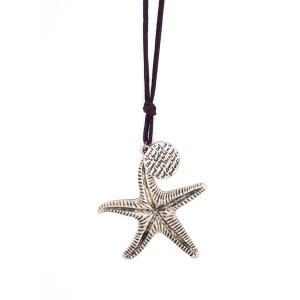 Real leather necklace with starfish pendant