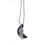 Ball necklace with pendant made of leather and wing pendant black+silver