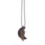 Ball necklace with pendant made of leather and wing pendant brown+gold