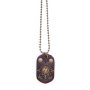 Ball chain with dogtag pendant with skull brown+gold