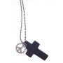 Ball necklace with cross pendant made of leather and peace pendant