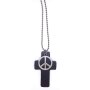 Ball necklace with cross pendant made of leather and peace pendant silver