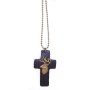 Ball necklace with cross pendant made of leather with deer head brown+gold